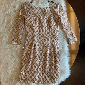 LULUS Champagne Sequin Dress